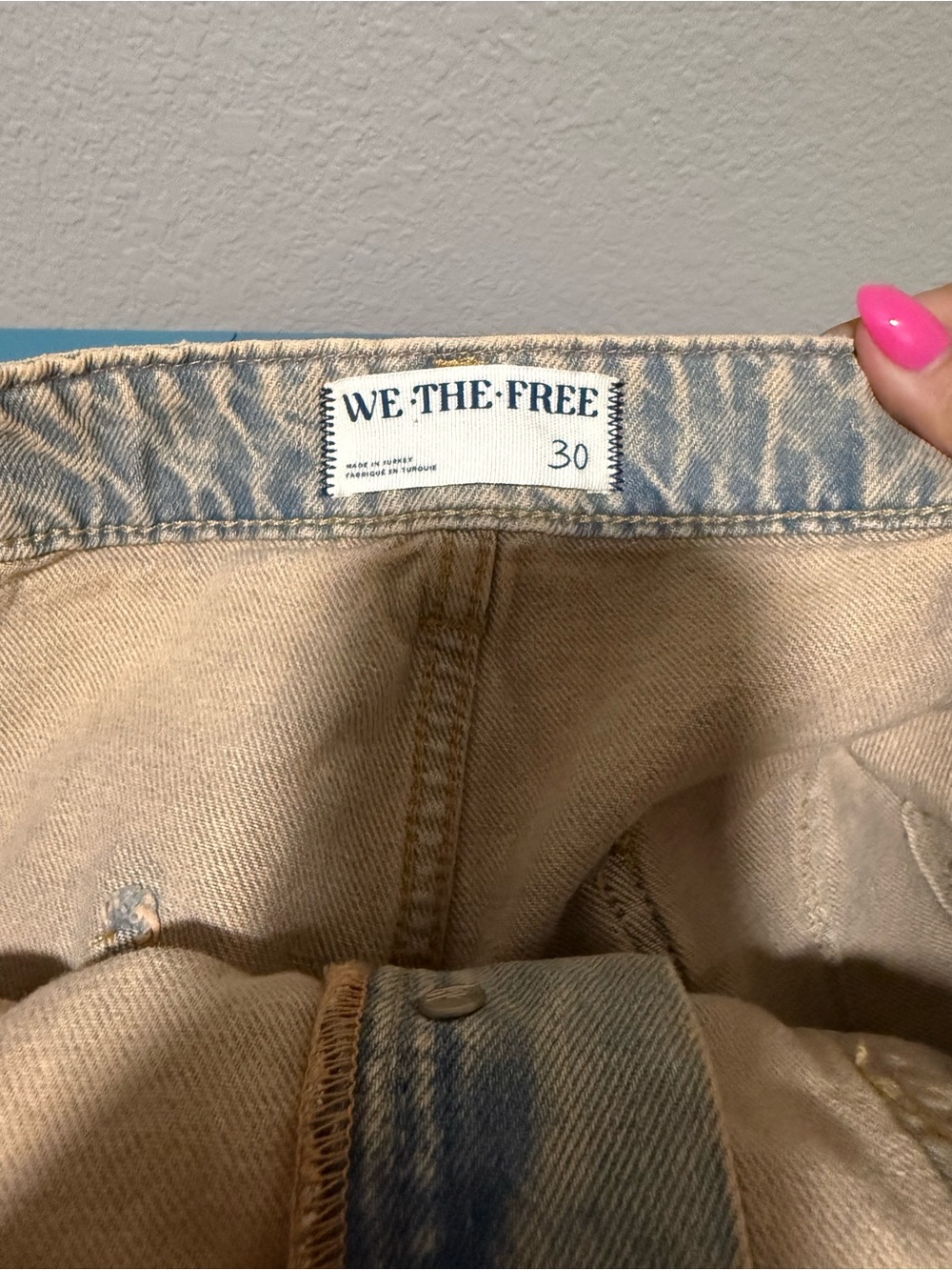 We The Free Palmer Cuffed Washed Tan High-Rise Denim Shorts by Free People - Picture 4 of 5